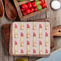 Moderne Pastellrosa und rote Lippenstift Muster Mä