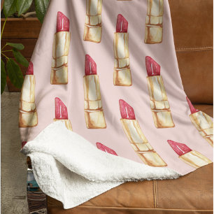 Moderne Pastellrosa und rote Lippenstift Muster Mä Sherpadecke