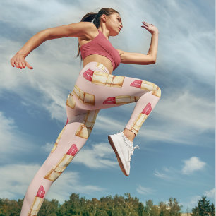 Moderne Pastellrosa und rote Lippenstift-Pattern M Leggings