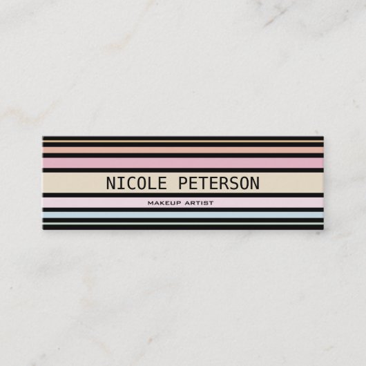 moderne Pastellstreifen Mini Visitenkarte (Vorderseite)