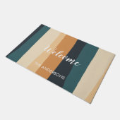 Moderne Pastellstreifen mit benutzerdefiniertem Fa Fußmatte (Schrägansicht)