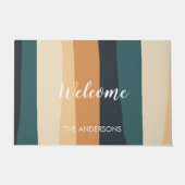 Moderne Pastellstreifen mit benutzerdefiniertem Fa Fußmatte (Vorderseite)