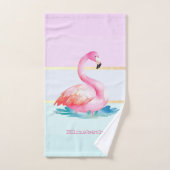Moderne Pastellstreifen, rosa Flamingos Badhandtuch Set (Handtuch)