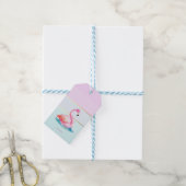 Moderne Pastellstreifen, rosa Flamingos Geschenkanhänger (Mit Garn)