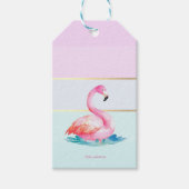 Moderne Pastellstreifen, rosa Flamingos Geschenkanhänger (Vorderseite)
