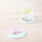 Moderne Pastellstreifen, rosa Flamingos Getränkeuntersetzer (Seite)