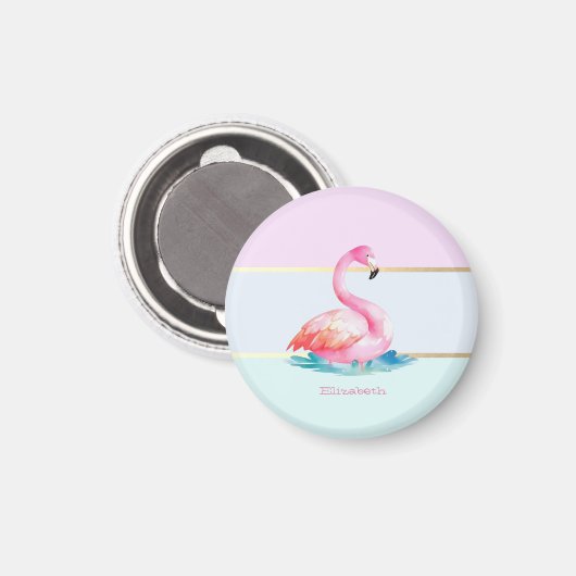 Moderne Pastellstreifen, rosa Flamingos Magnet (Vorderseite/Rückseite)