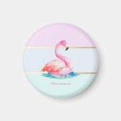 Moderne Pastellstreifen, rosa Flamingos Magnet (Vorne)