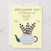 Moderne Pastelltopf-Pflanze mit Party Einladung (Vorderseite)