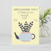 Moderne Pastelltopf-Pflanze mit Party Einladung (Stehend Vorderseite)