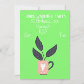 Moderne Pastelltopf-Pflanze mit Party Einladung (Vorderseite)