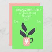 Moderne Pastelltopf-Pflanze mit Party Einladung (Vorne/Hinten)