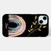 Moderne Pastelrogen und Gold-Blätter Individuelle  Case-Mate iPhone Hülle (Rückseite (Horizontal))