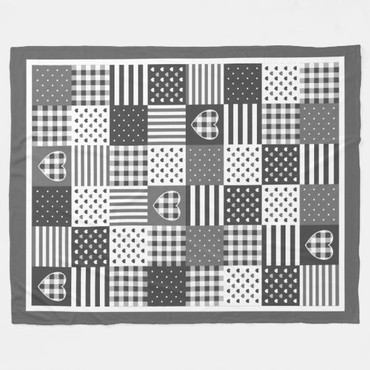 Moderne Patchwork-Quilteginte schwarz-weiß Fleecedecke (Vorderseite (Horizontal))