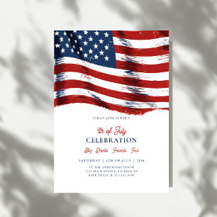 Moderne patriotische amerikanische Flagge 4. Juli- Einladung