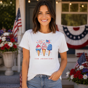 Moderne patriotische Eiscreme-Personalisierte Dame T-Shirt