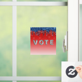 Moderne patriotische Glitter-Drip-Abstimmung Fensteraufkleber