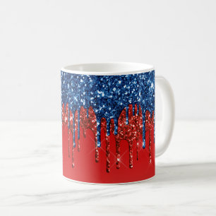 Moderne patriotische Glitter-Drip Kaffeetasse