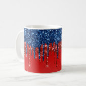 Moderne patriotische Glitter-Drip Kaffeetasse (Vorderseite Links)