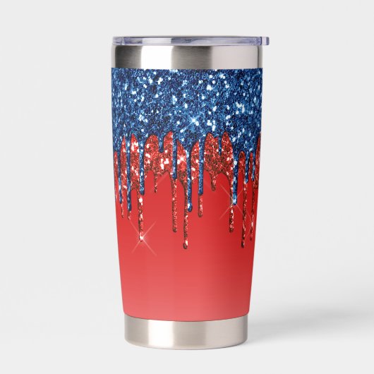 Moderne patriotische Glitter-Drip Thermobecher (Links)