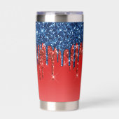 Moderne patriotische Glitter-Drip Thermobecher (Vorderseite)