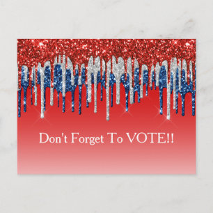 Moderne patriotische Glitter-Drip-Wahl-Erinnerung Postkarte