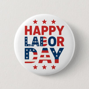 Moderne patriotische Happy Labor Day USA-Flagge Button