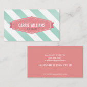 MODERNE PATTERN gestreifte Korallenretro-Logo Minz Visitenkarte (Vorne/Hinten)