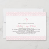 Moderne Pattern Pink Cross Baby Girl Taufe Einladung (Vorderseite)