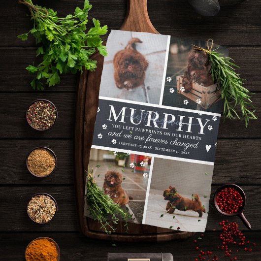 Moderne Päw druckt Personalisiertes Pet-Memorial-F Geschirrtuch