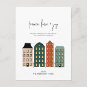 Moderne Peace Liebe & Josh Christmas Town Holiday Postkarte (Vorderseite)