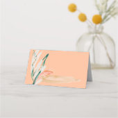 Moderne Peach Abstrakt Floral Wedding Platzkarte (Rückseite)