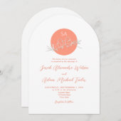 Moderne Peach Arch Wedding Einladung mit QR (Vorne/Hinten)