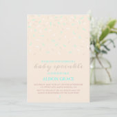 Moderne Peach & Blue Baby Sprinkle Einladung (Stehend Vorderseite)
