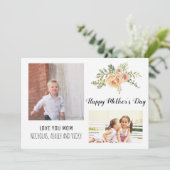 Moderne Peach Blume Blumenkohl-Foto Muttertag Karte (Stehend Vorderseite)