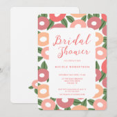 Moderne Peach Blume Bridal Dusche Einladung (Vorne/Hinten)