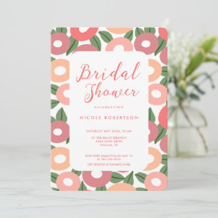 Moderne Peach Blume Bridal Dusche Einladung