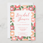 Moderne Peach Blume Bridal Dusche Einladung (Vorderseite)