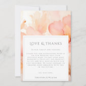 Moderne Peach Blume Hochzeit Dankeschön Card Dankeskarte (Vorderseite)