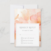 Moderne Peach-Blume Hochzeit RSVP Karte (Vorderseite)
