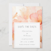 Moderne Peach-Blume Hochzeit speichern das Datum Einladung (Vorderseite)