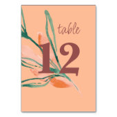 Moderne peach Botanical Wedding Tischnummer (Vorderseite)