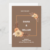 Moderne Peach Brown Hochzeit Einladung (Vorne/Hinten)