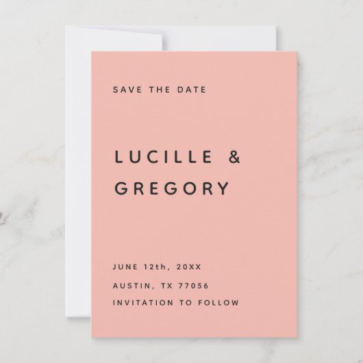 MODERNE PEACH-EDITORIAL ALL CAPS SAVE THE DATE (Vorderseite)