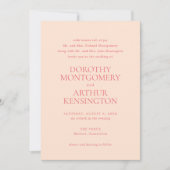 Moderne Peach Elegante Wedding Einladung (Vorderseite)