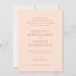 Moderne Peach Elegante Wedding Einladung