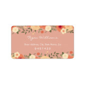 Moderne Peach Floral Address Labels Adressaufkleber (Vorne)