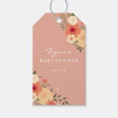 Moderne Peach Floral Baby Dusche Geschenketiketten Geschenkanhänger (Vorderseite)