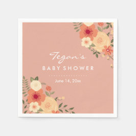 Moderne Peach Floral Baby Dusche Napkins Serviette