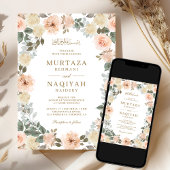 Moderne peach floral islamische Hochzeit Einladung
